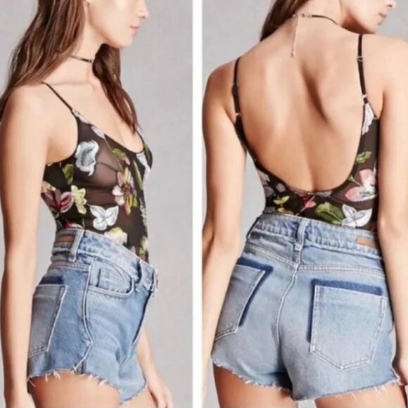 Honey Punch Sheer Floral Embroidered Bodysuit Women's size small - Picture 1 of 10